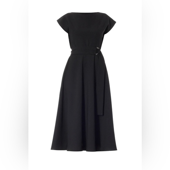 NWT MEEM Label Black Midi Dress w/pockets UK SZ: SM (see last pic - size guide) - Picture 1 of 16